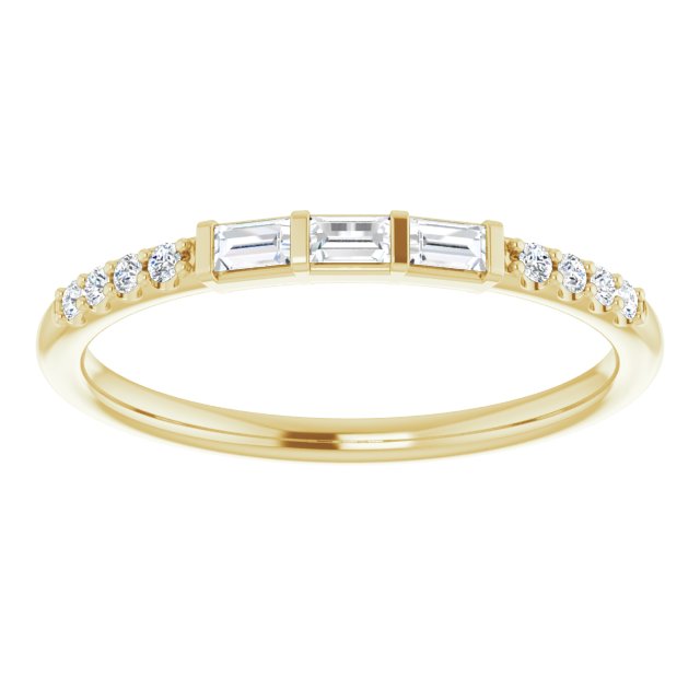Baguette & Round Cut Diamond Wedding Band Petite Anniversary Ring-VIRABYANI